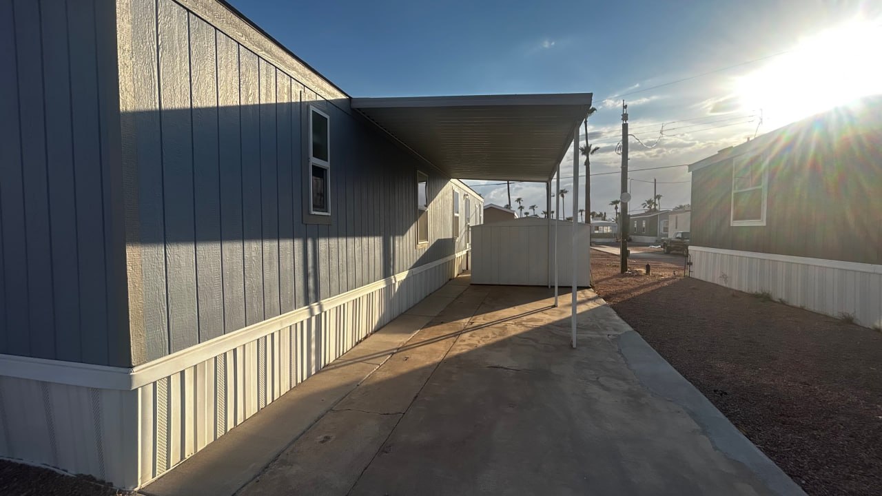 Renovated mobile home exterior in Phoenix AZ park